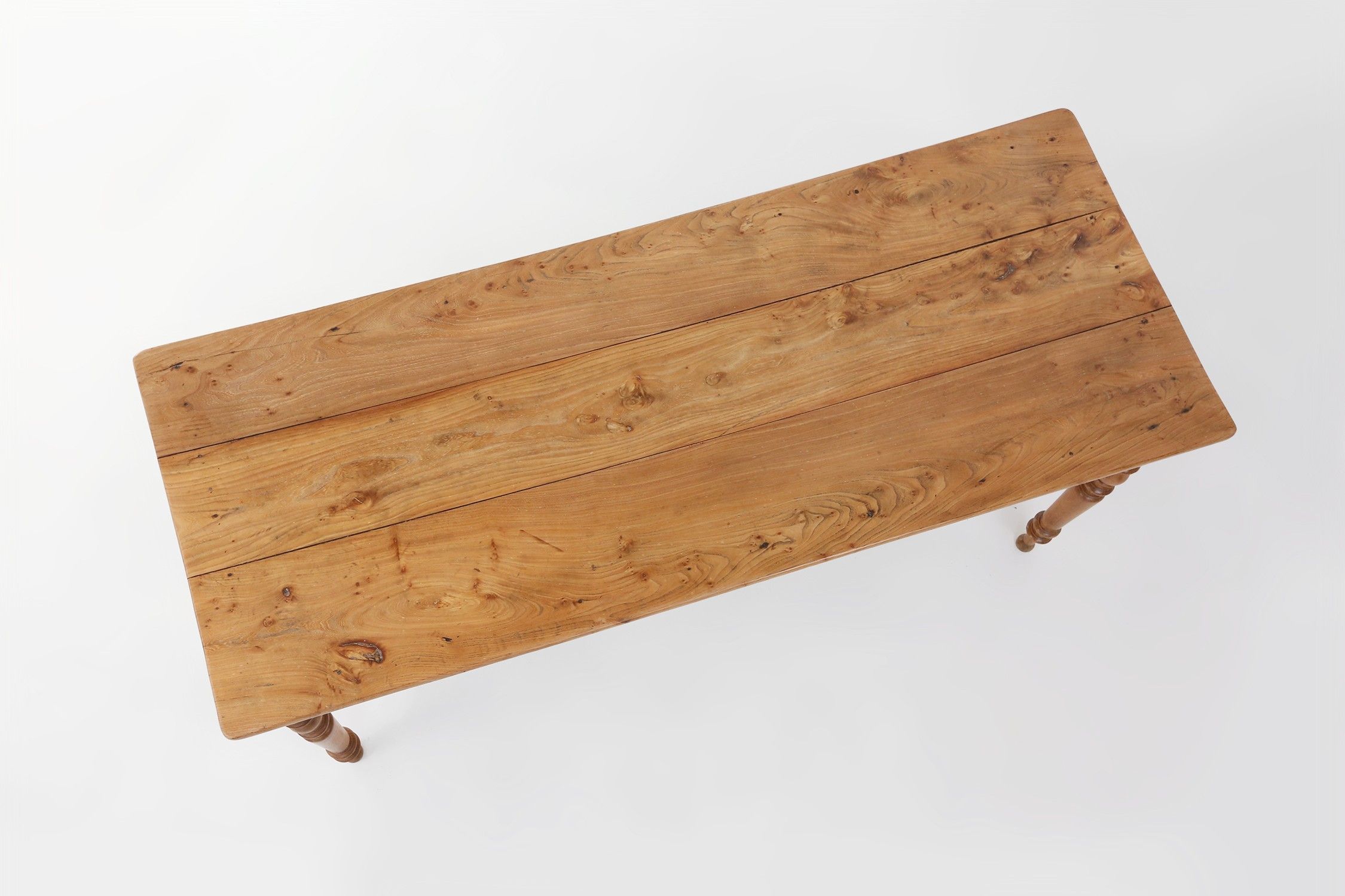 Wabi sabi style French dinner table in elm wood with drawer, ca. 1850thumbnail